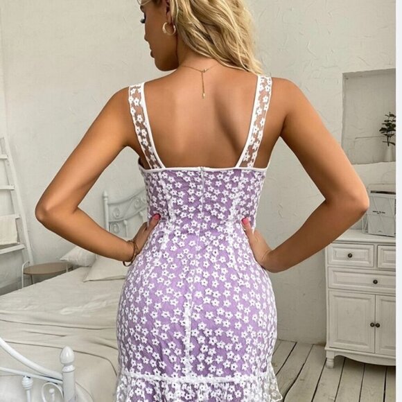 Shein Cami Slip Dress Embroidered Mesh Size 4 - Picture 2 of 12